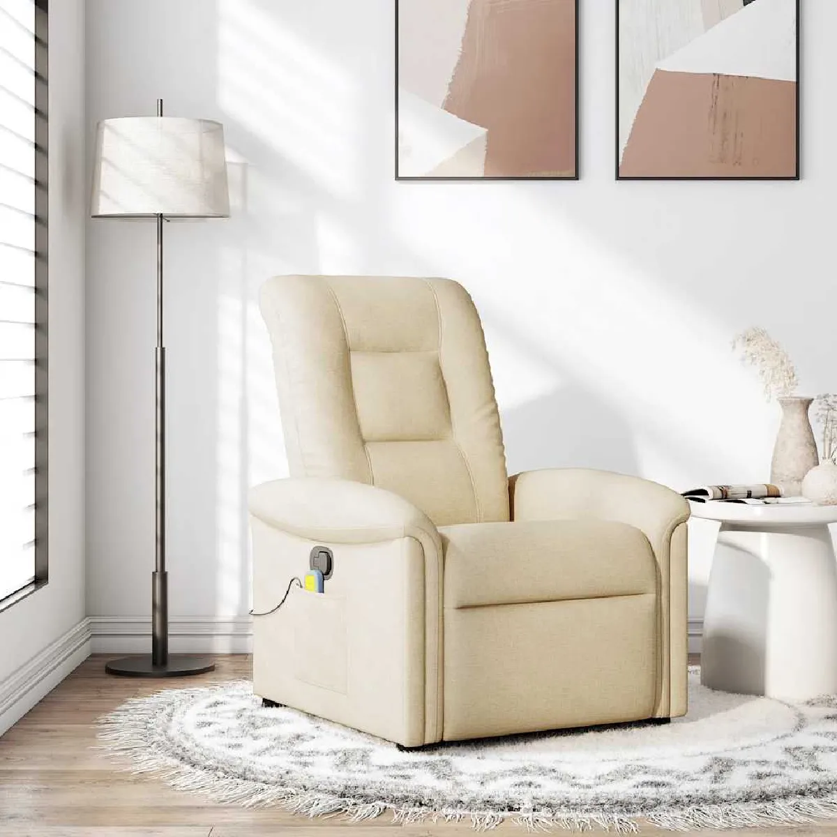 vidaXL Fauteuil inclinable de massage Crème - vue 3