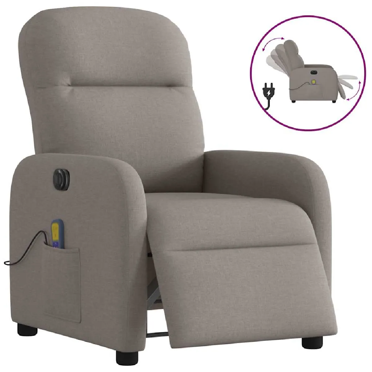 vidaXL Fauteuil Massant Électrique - Taupe Tissu