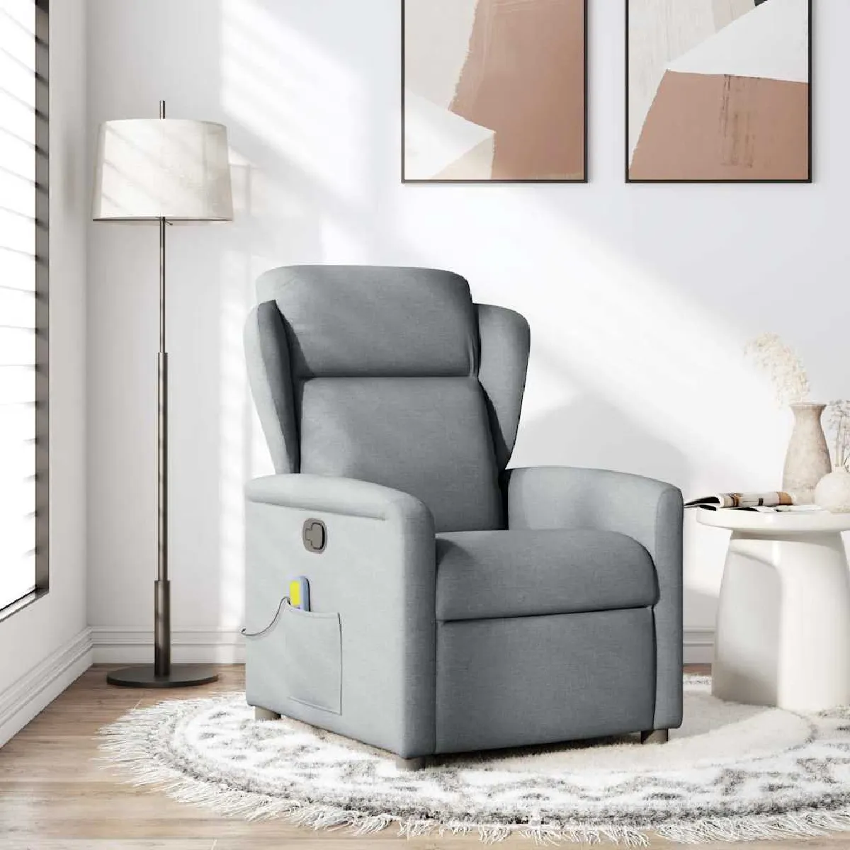 Non Communiqué Gris Vidaxl Fauteuil De Massage, Relaxation Tissu Clair - Image 3