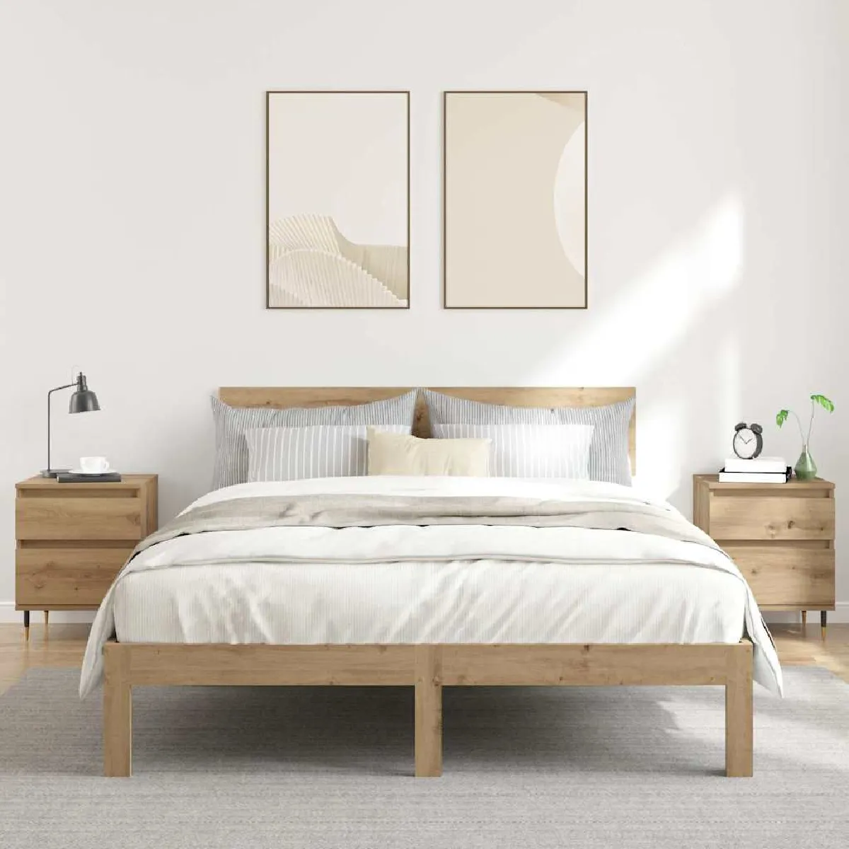 vidaXL Tables de chevet Chêne artisanal - vue 1