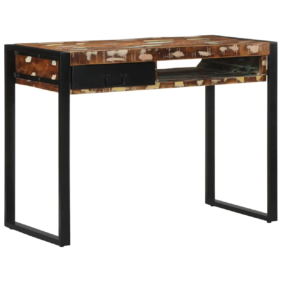 Vidaxl Bureau Multicolore 100X50x75 Cm Bois Massif De Récupération - Image 3