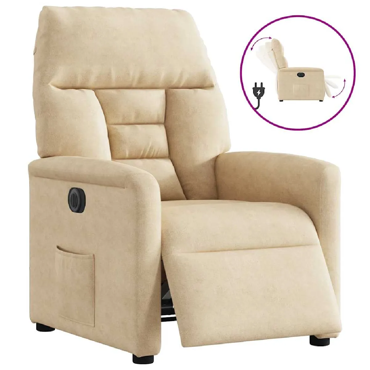 vidaXL Fauteuil inclinable électrique - Crème