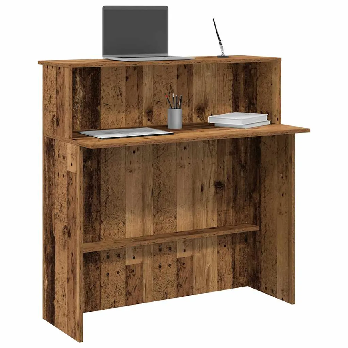 VIDAXL Bureau de réception Vieux bois - vue 1
