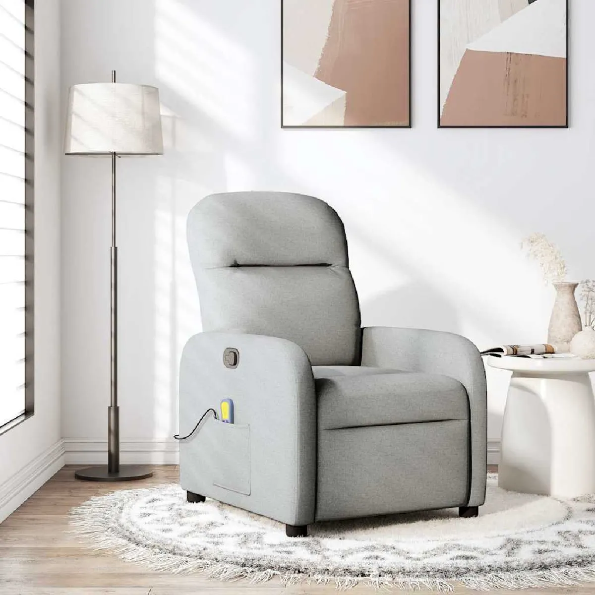 Vidaxl Gris Fauteuil De Massage, Relaxation Tissu Wolk - Image 2