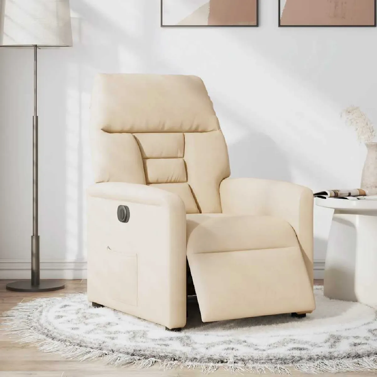 Vidaxl Beige Fauteuil Inclinable Électrique Microfibre