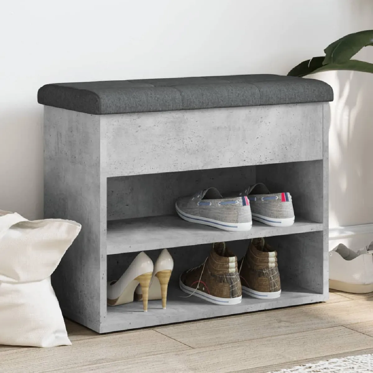 Vidaxl Gris Banc À Chaussures - Béton