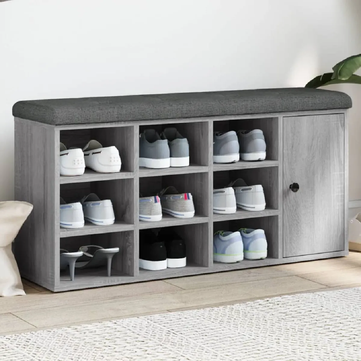 Non Communiqué Gris Banc À Chaussures Sonoma 102X32x50 Cm Bois D Ingénierie - Image 3