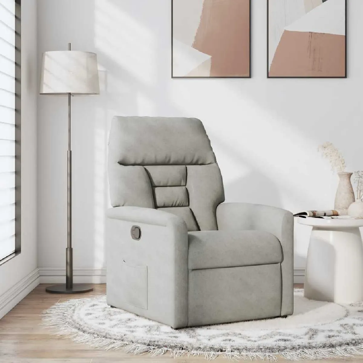 Non Communiqué Gris Clair Fauteuil Inclinable Tissu Microfibre - Image 3