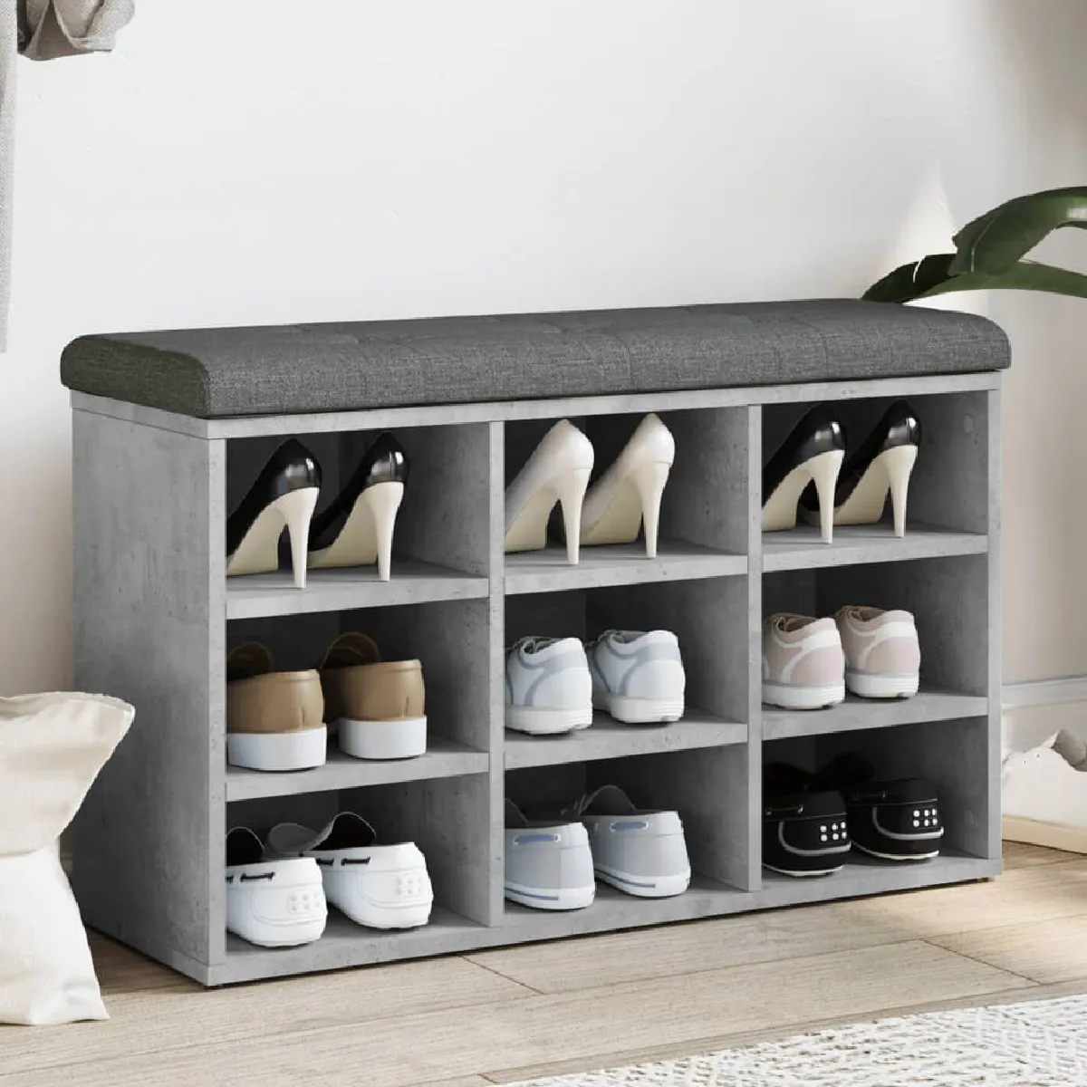 Non Communiqué Gris Vidaxl Banc À Chaussures Béton 82X32x50 Cm Bois D'ingénierie835106 - Image 3