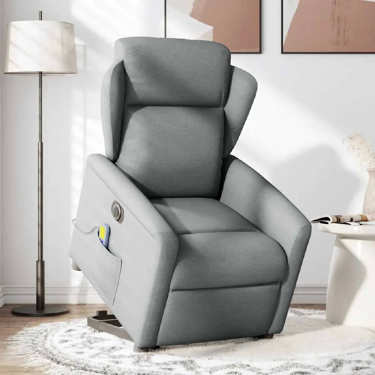 vidaXL - Fauteuil de relaxation - Inclinable électrique - Massage - Gris Clair - Image 2