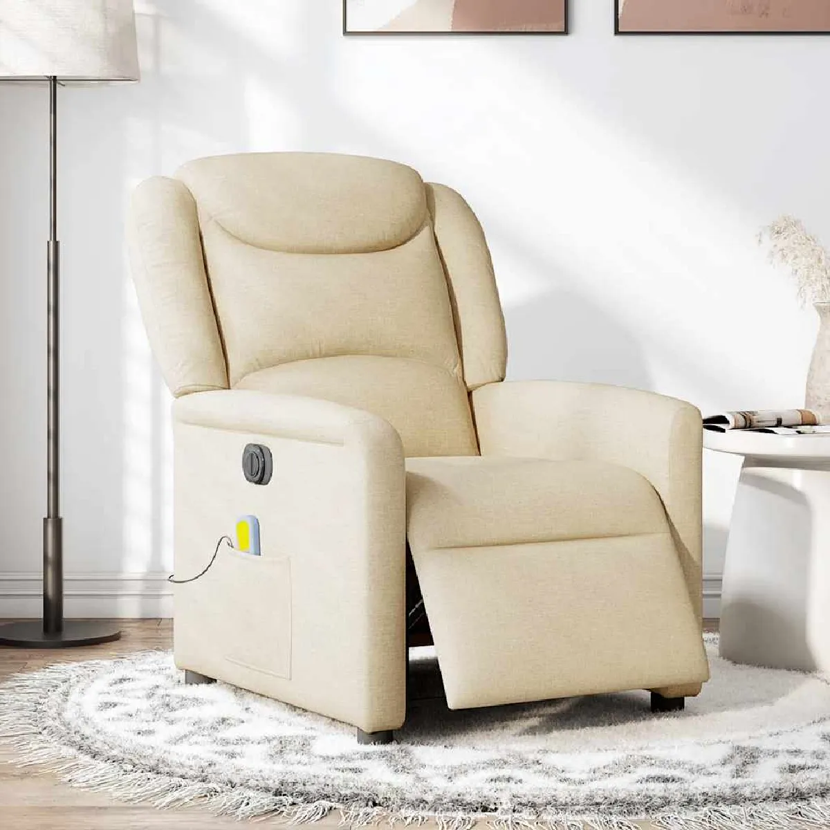 Vidaxl Fauteuil De Massage, Relaxation Électrique Réglable Tissu Crème - Image 3