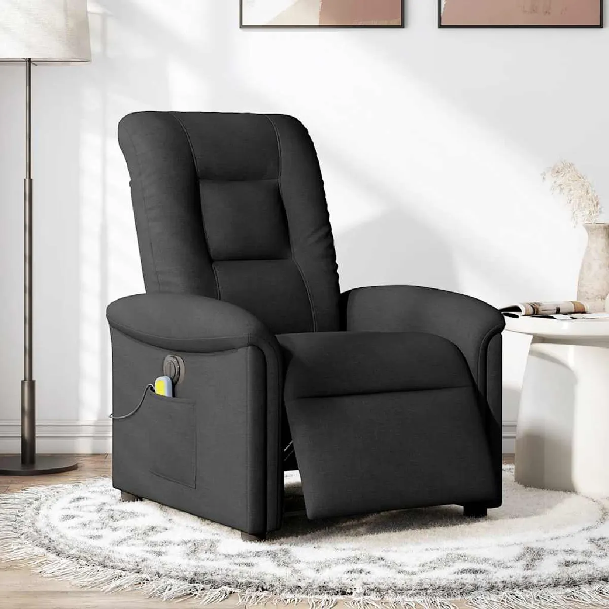 Non Communiqué Noir Vidaxl Fauteuil De Massage, Relaxation Électrique Réglable Tissu - Image 3