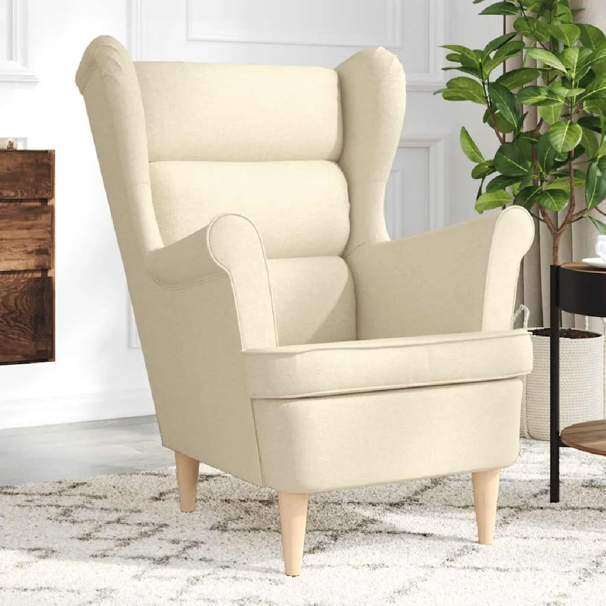 VIDAXL Fauteuil crème tissu - vue 2