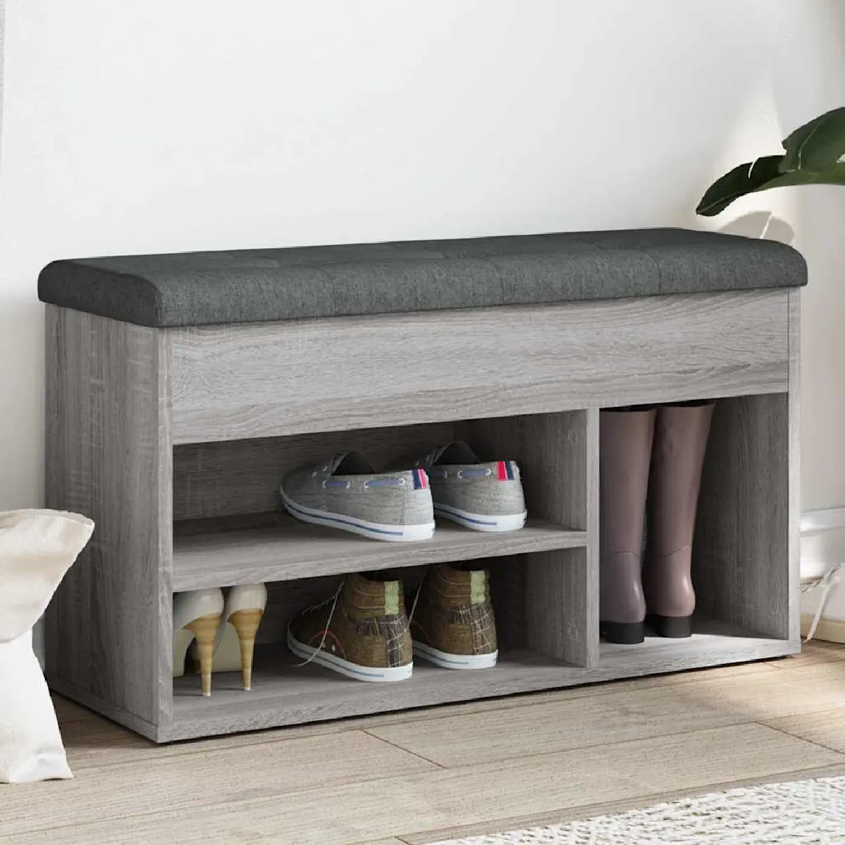 Non Communiqué Gris Vidaxl Banc À Chaussures Sonoma 82X32x45,5 Cm Bois D'ingénierie835031 - Image 3