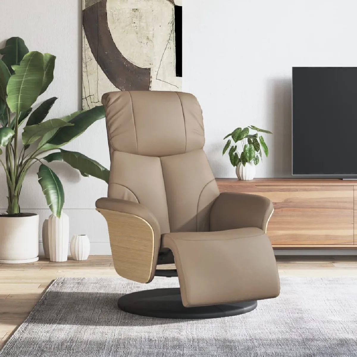 vidaXL Fauteuil inclinable avec repose pieds Cappuccino - vue 2