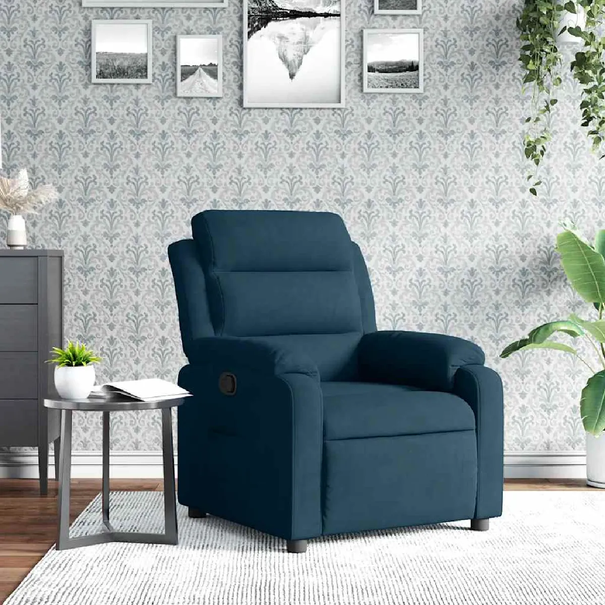 VIDAXL - Fauteuil Inclinable avec Repose-pieds - Moderne - Bleu - Image 3
