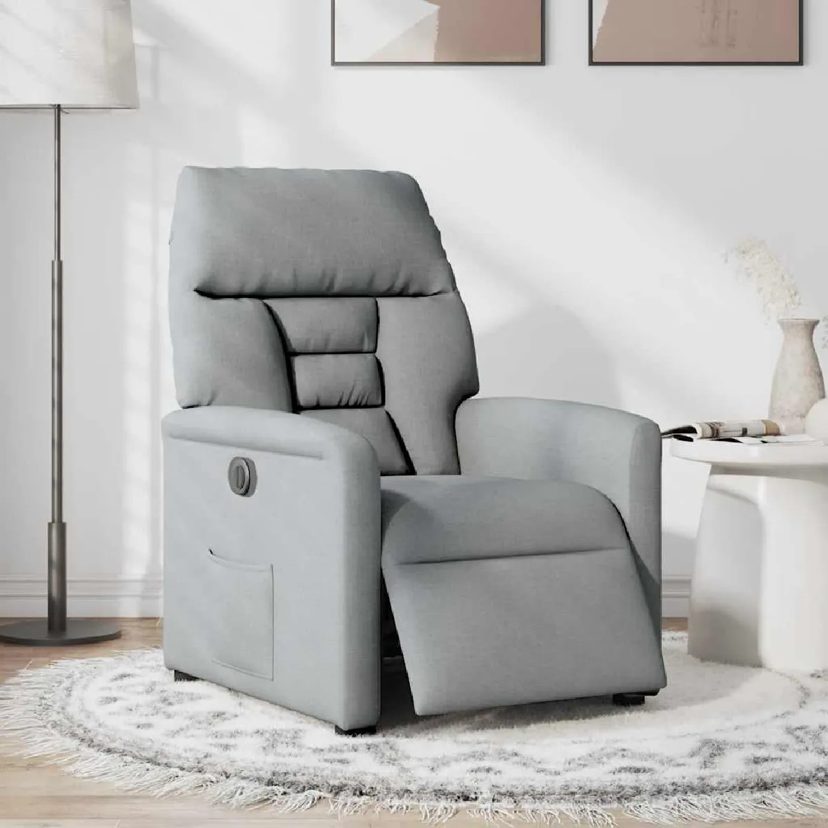 Non Communiqué Gris Clair Fauteuil Inclinable Électrique Tissu - Image 3