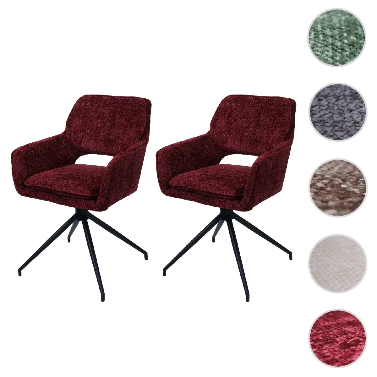 Mendler Lot de 2 Chaises HWC-N74 - Bordeaux