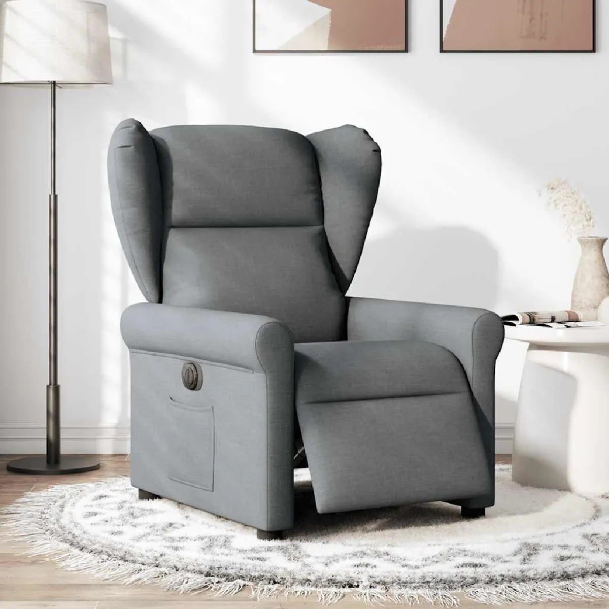 Vidaxl Gris Fauteuil Électrique Réglable Tissu Foncé - Image 3