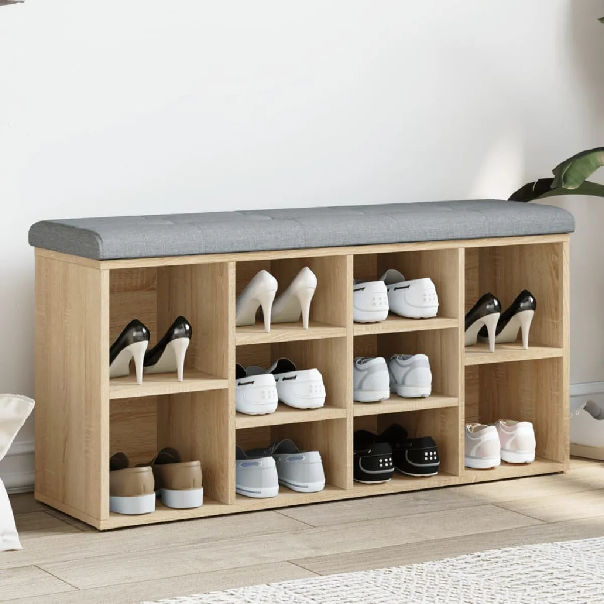 VidaXL Banc à chaussures Chêne - vue 2