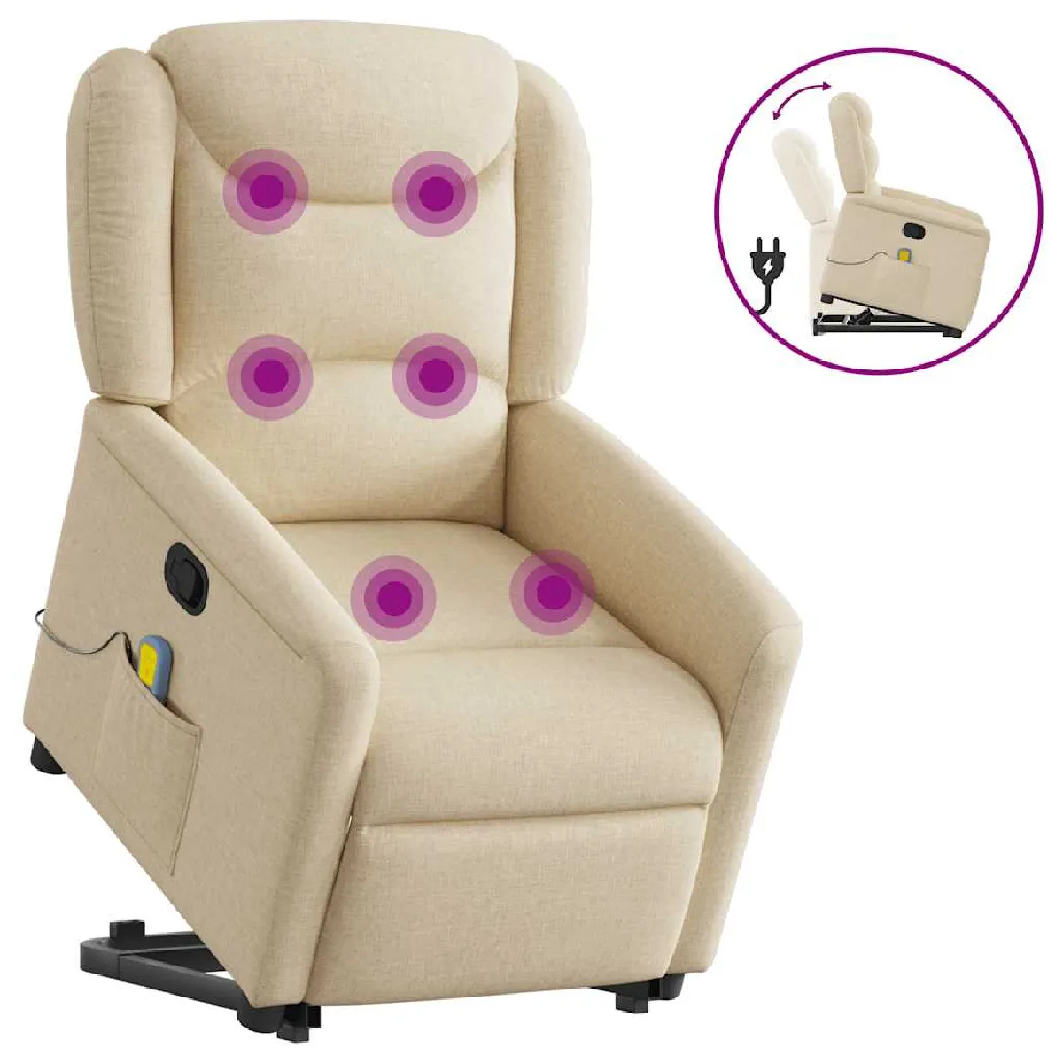 Vidaxl Inclinable De Massage - Fauteuil - Crème Tissu