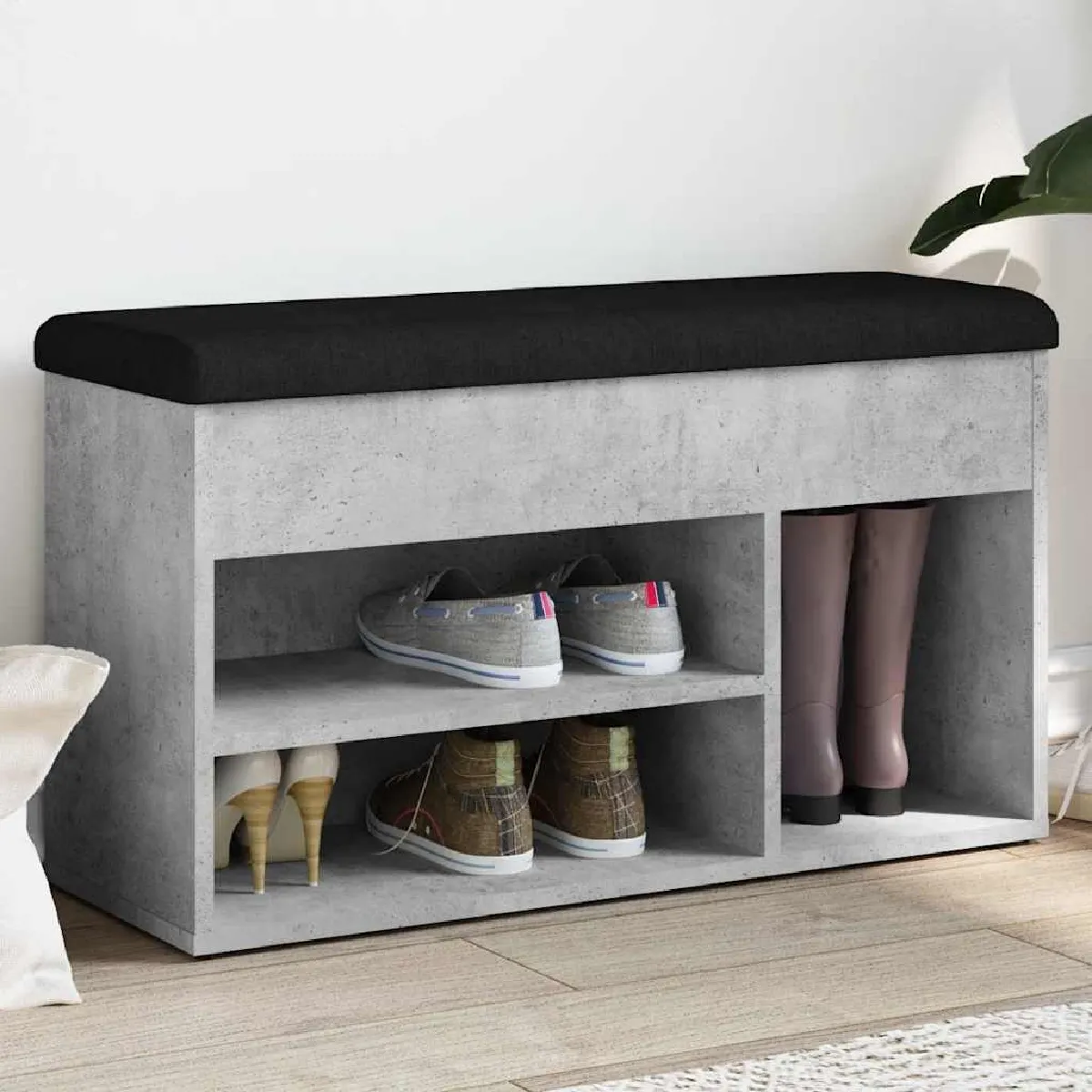 Vidaxl Gris Banc À Chaussures - Béton