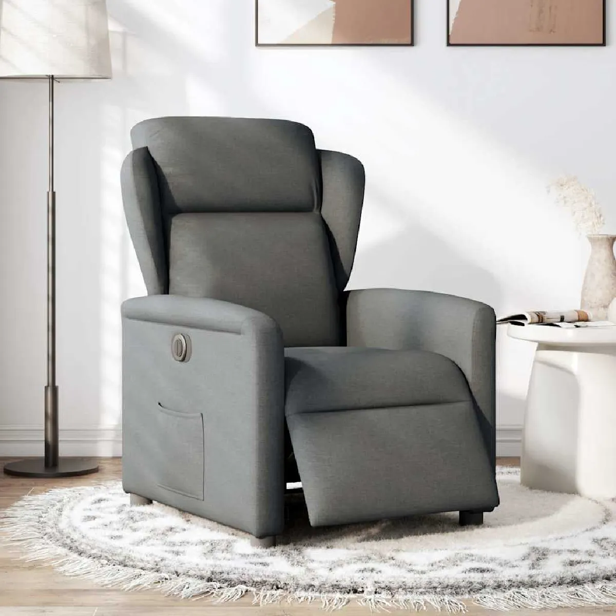 Non Communiqué Gris Vidaxl Fauteuil Électrique Réglable Tissu Foncé - Image 3