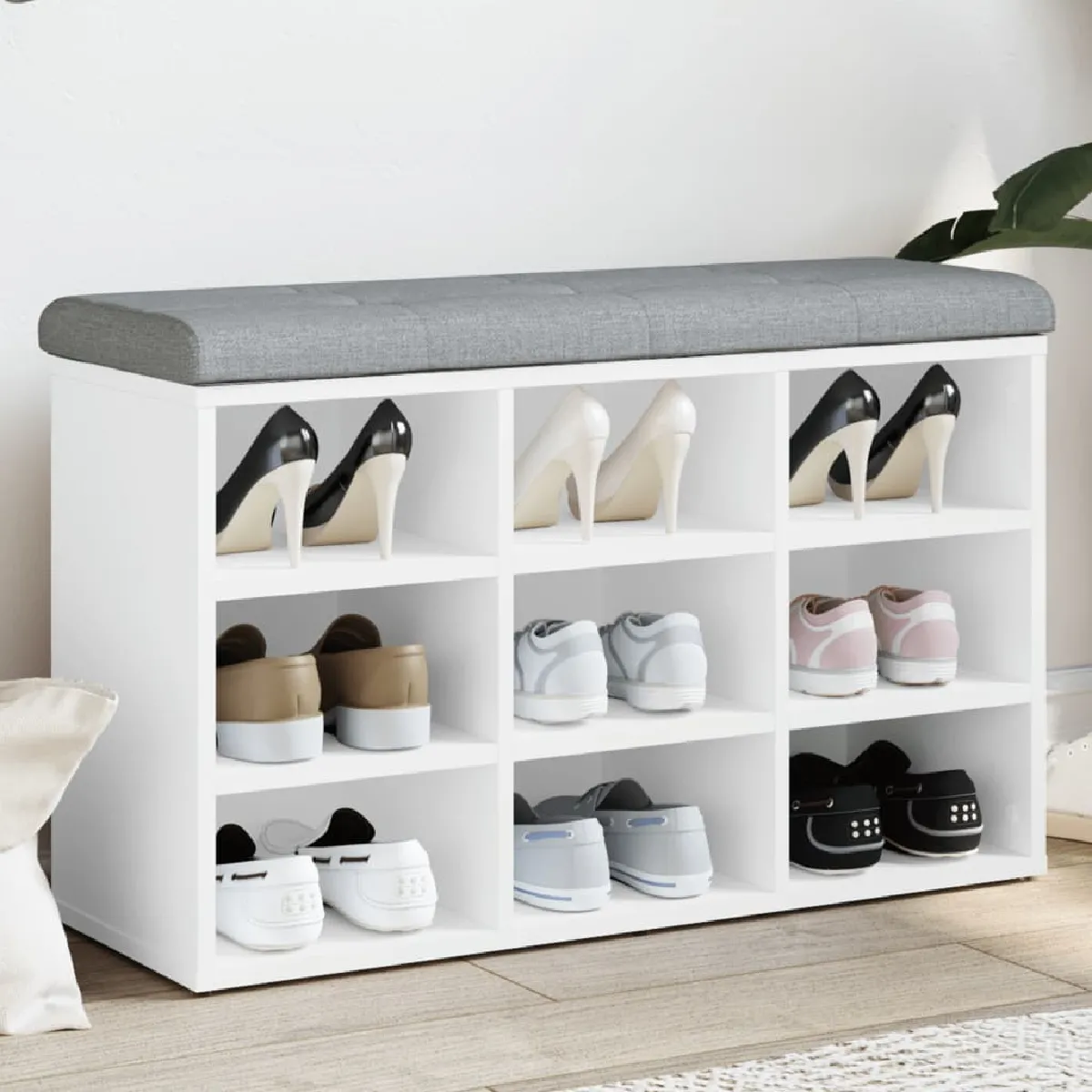 Vidaxl Blanc Banc À Chaussures 82X32x50 Cm Bois D'ingénierie835103 - Image 2
