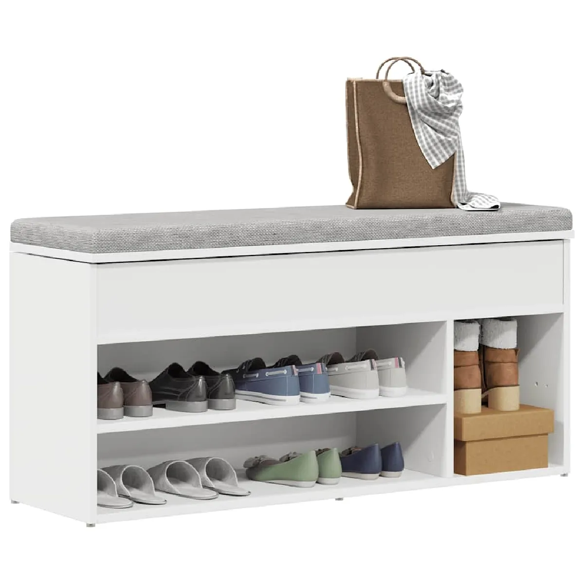 Vidaxl Blanc Banc À Chaussures 102X30,5X45 Cm Bois D Ingénierie - Image 3