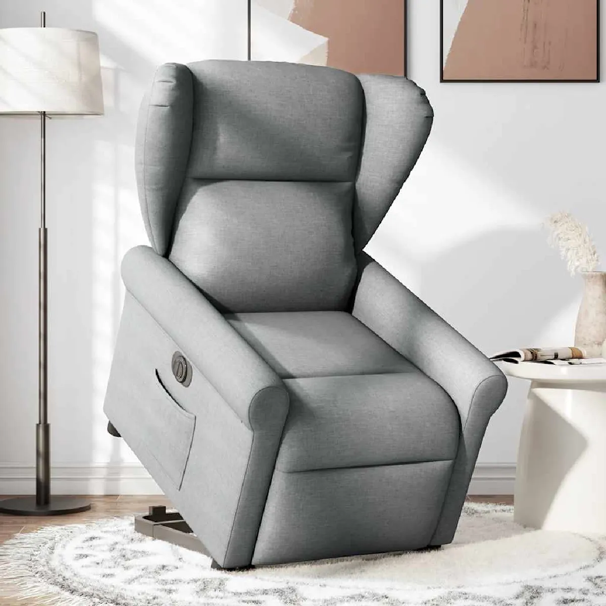 Non Communiqué Gris Vidaxl Stoel Électrique Réglable Tissu Clair - Image 3