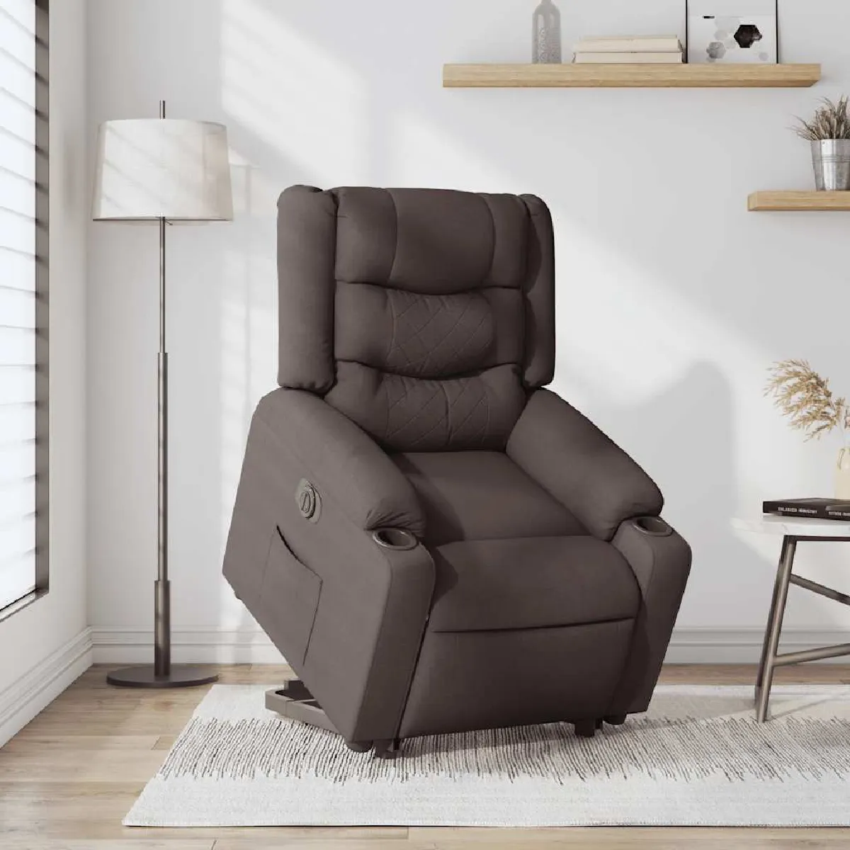 Vidaxl Marron Fauteuil Inclinable Électrique Foncé Tissu - Image 3