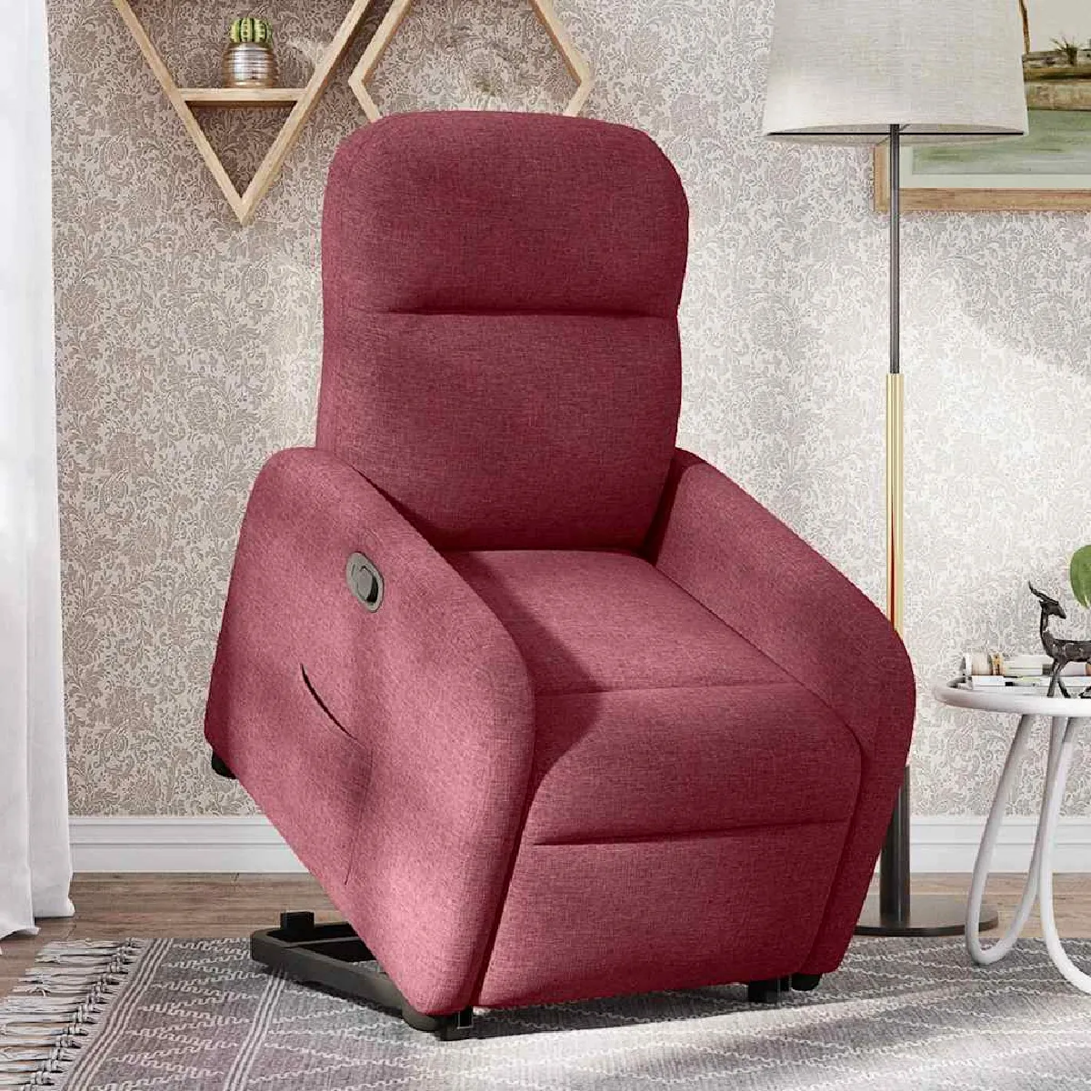 Non Communiqué Rouge Vidaxl Fauteuil De Relaxation Inclinable Tissu Bordeaux - Image 3