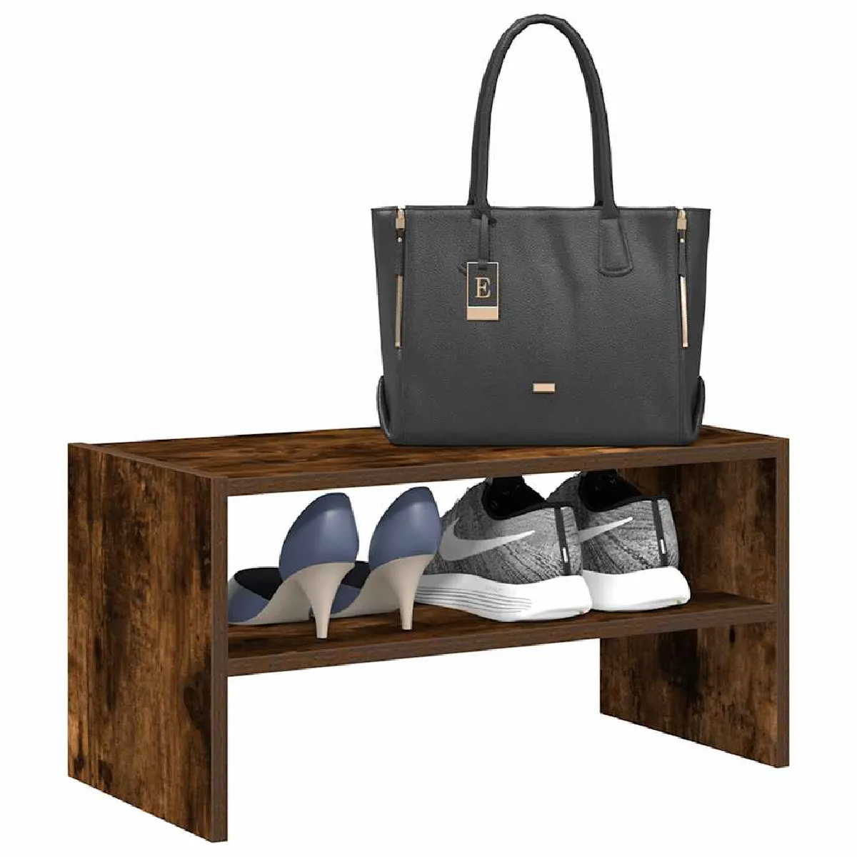 Non Communiqué Marron Vidaxl Étagère À Chaussures Empilable Chêne Fumé 60X30x30,5 Cm, Meuble De Rangement À Chaussures, Meuble À Chaussures 858865 - Image 3