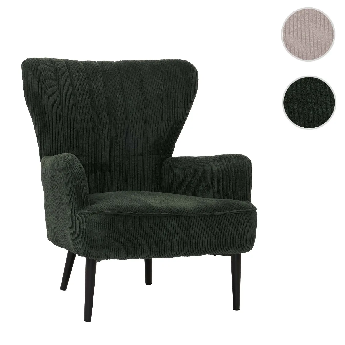 Mendler Fauteuil lounge velours - Vert foncé