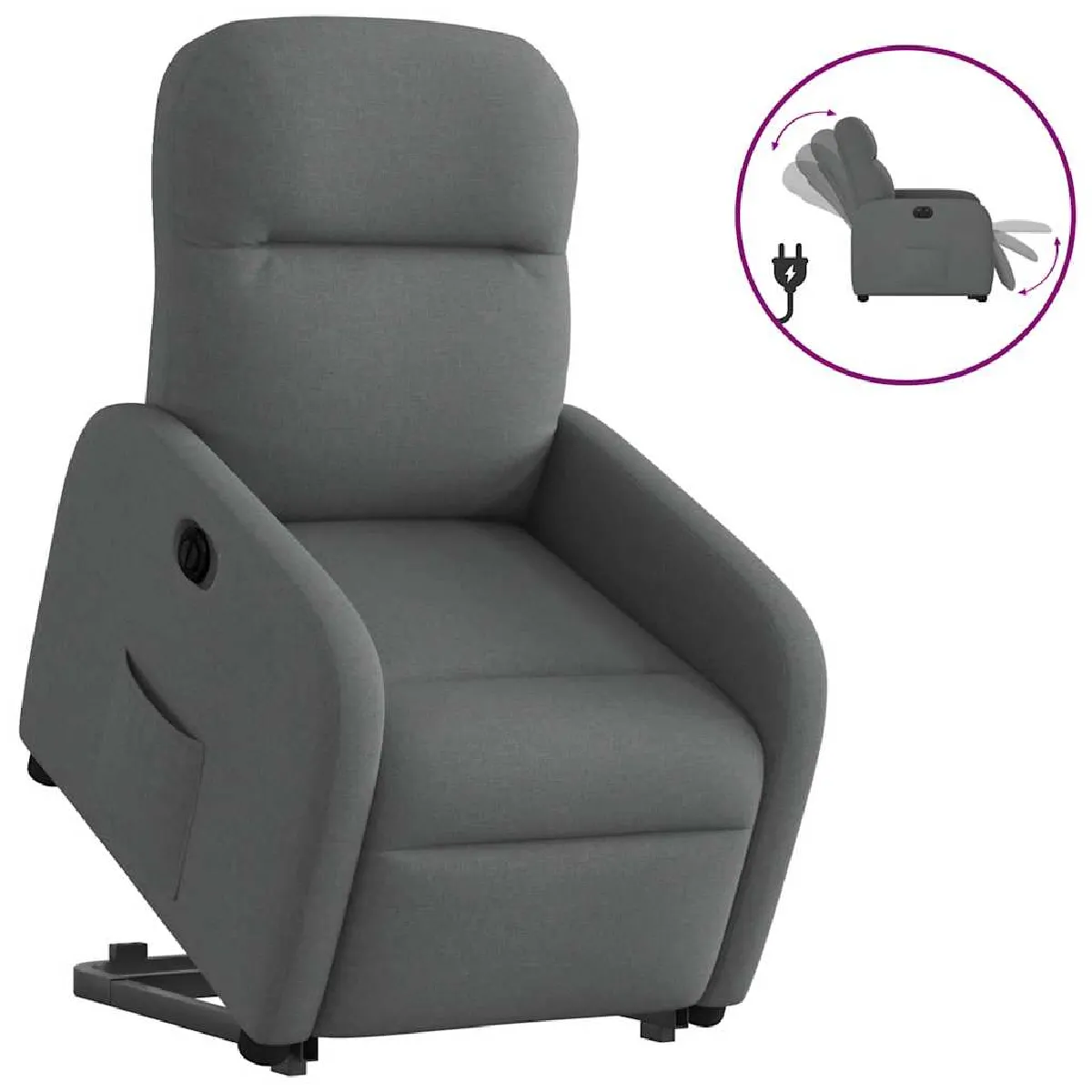 Vidaxl Gris Fauteuil Inclinable Électrique - Foncé