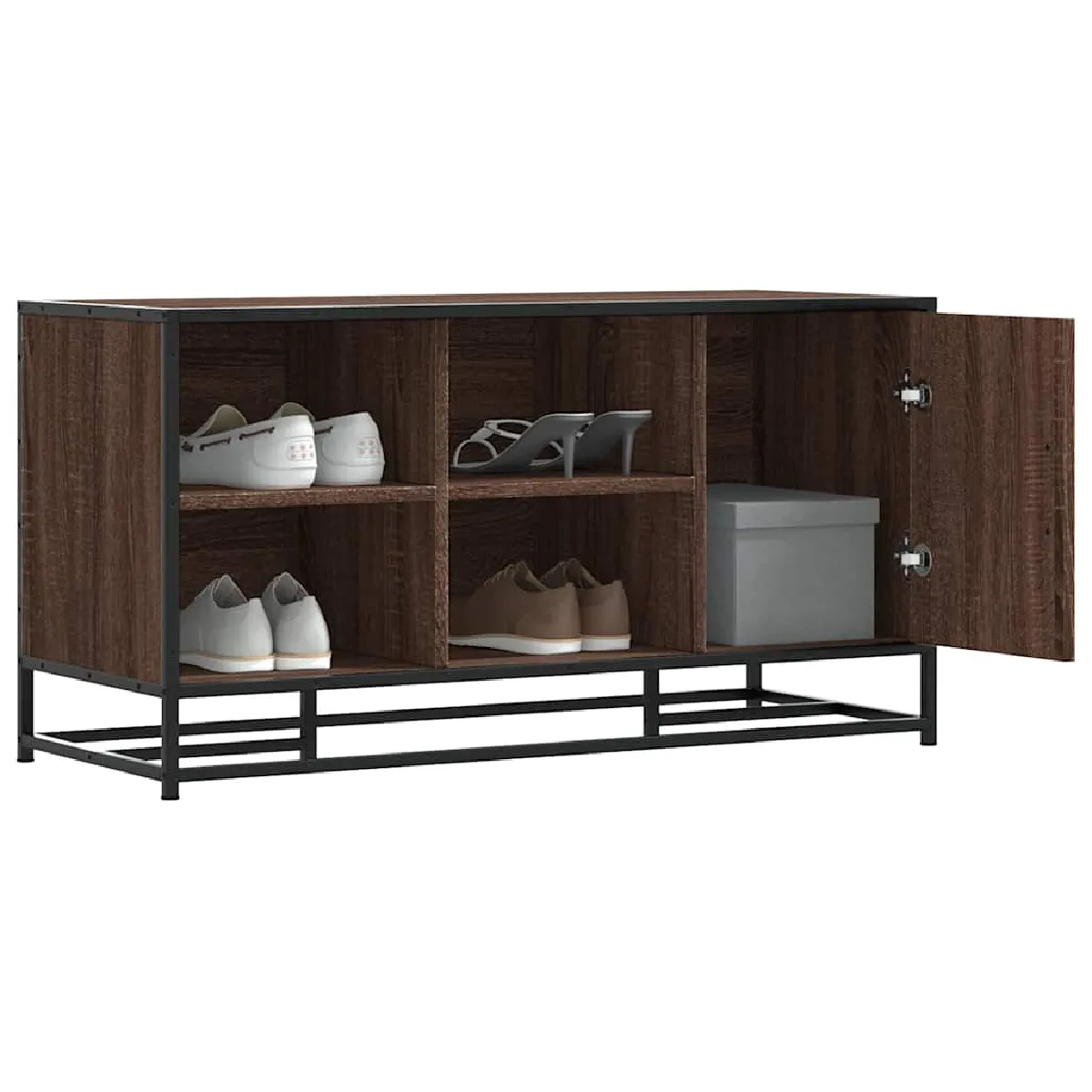 VIDAXL - Banc à chaussures - Industriel - Chêne - Marron - 80 cm - Image 3