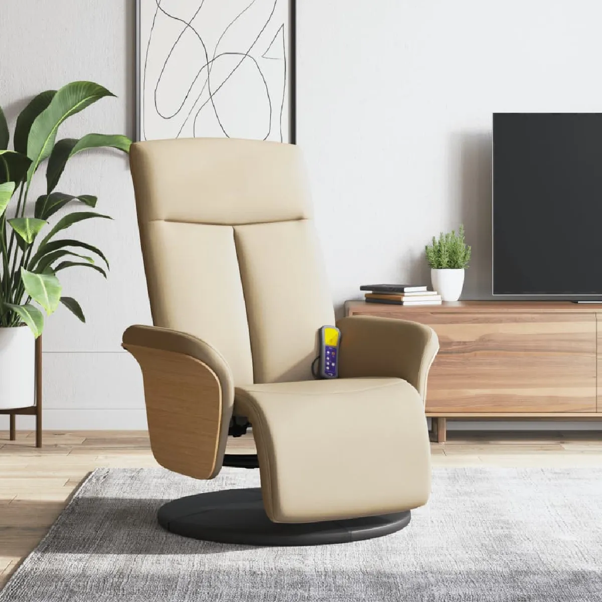VIDAXL  Fauteuil massant - Cr&egrave;me