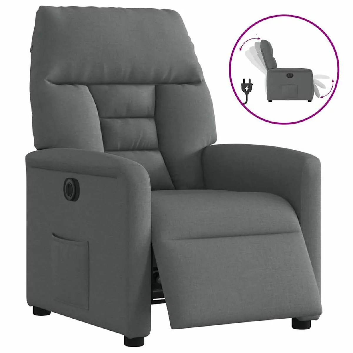 Vidaxl Gris Fauteuil Inclinable Électrique Foncé