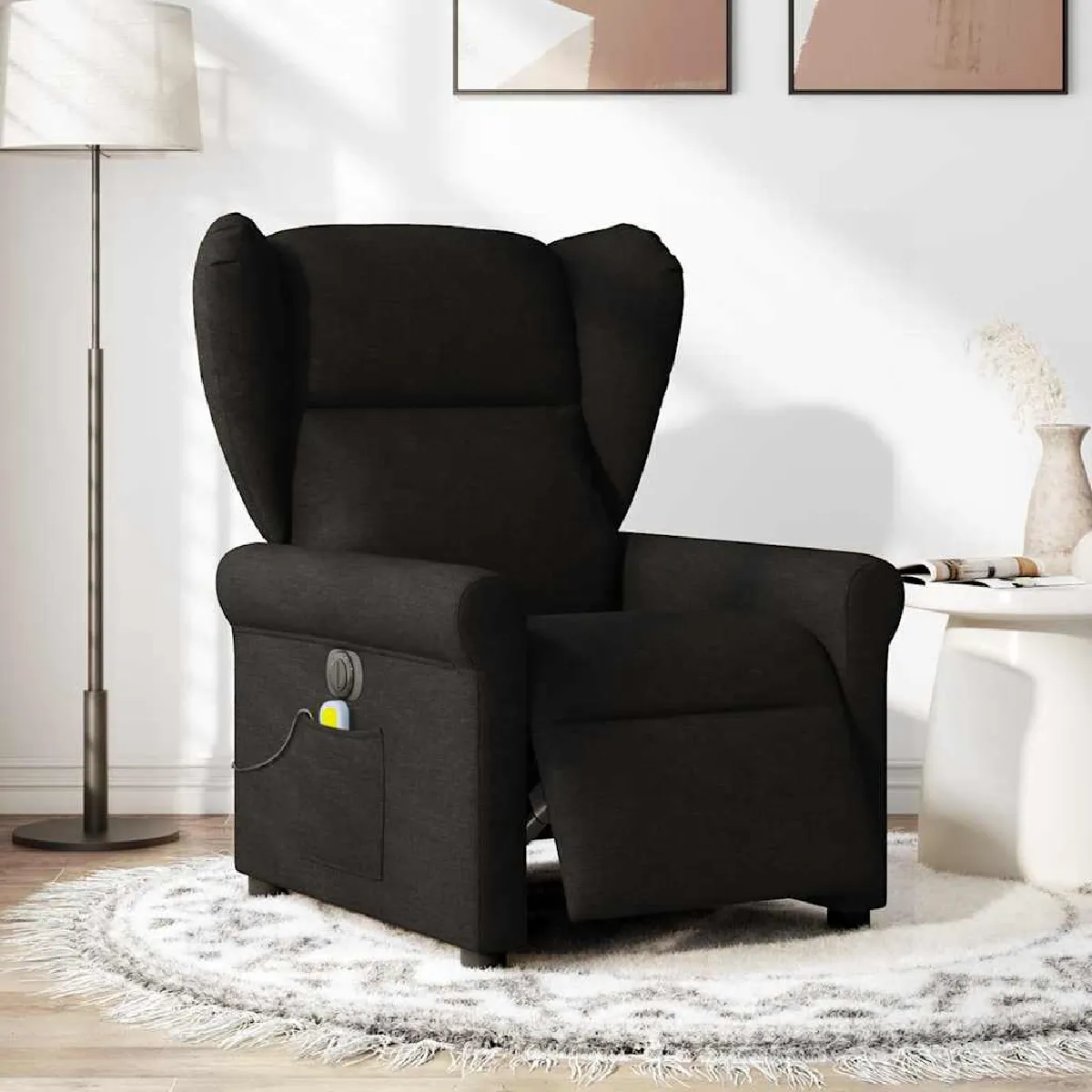 Non Communiqué Noir Vidaxl Fauteuil De Massage, Relaxation Électrique Réglable Tissu - Image 3