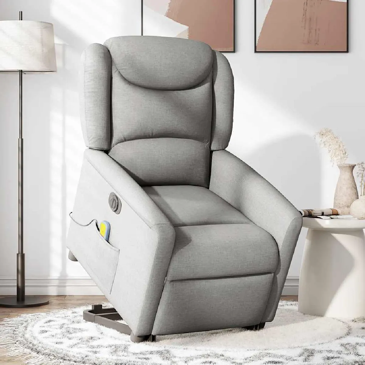 Vidaxl Gris Fauteuil De Relaxation, Massage, Inclinable Électrique Réglable Tissu Wolk - Image 3