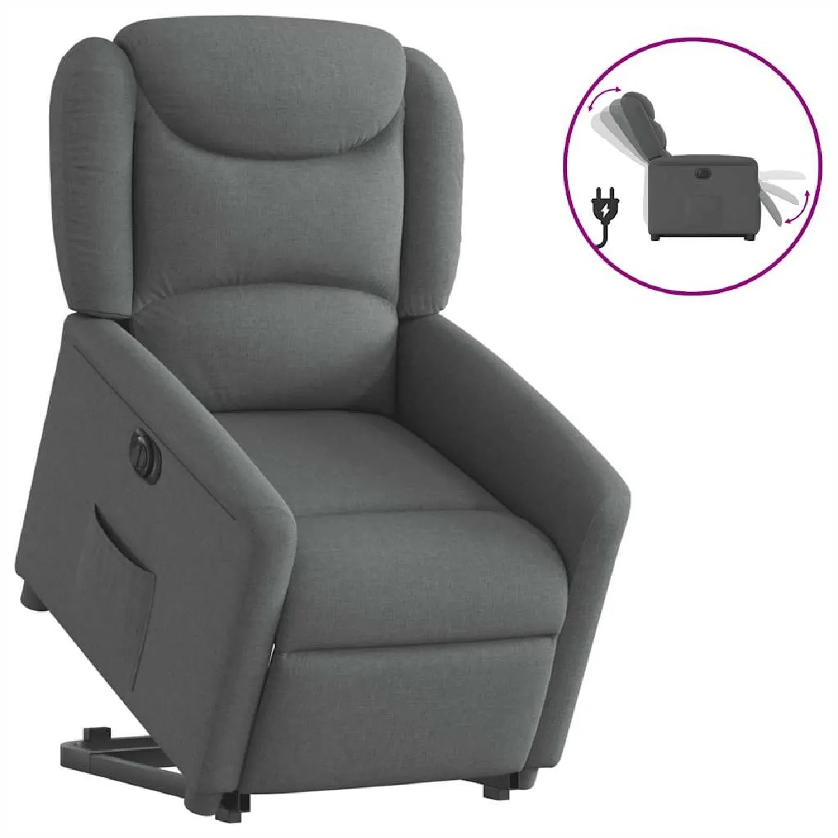 Vidaxl Gris Fauteuil Inclinable Électrique - Foncé