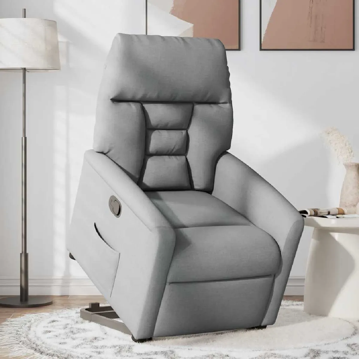 Non Communiqué Gris Clair Fauteuil Inclinable Tissu - Image 3