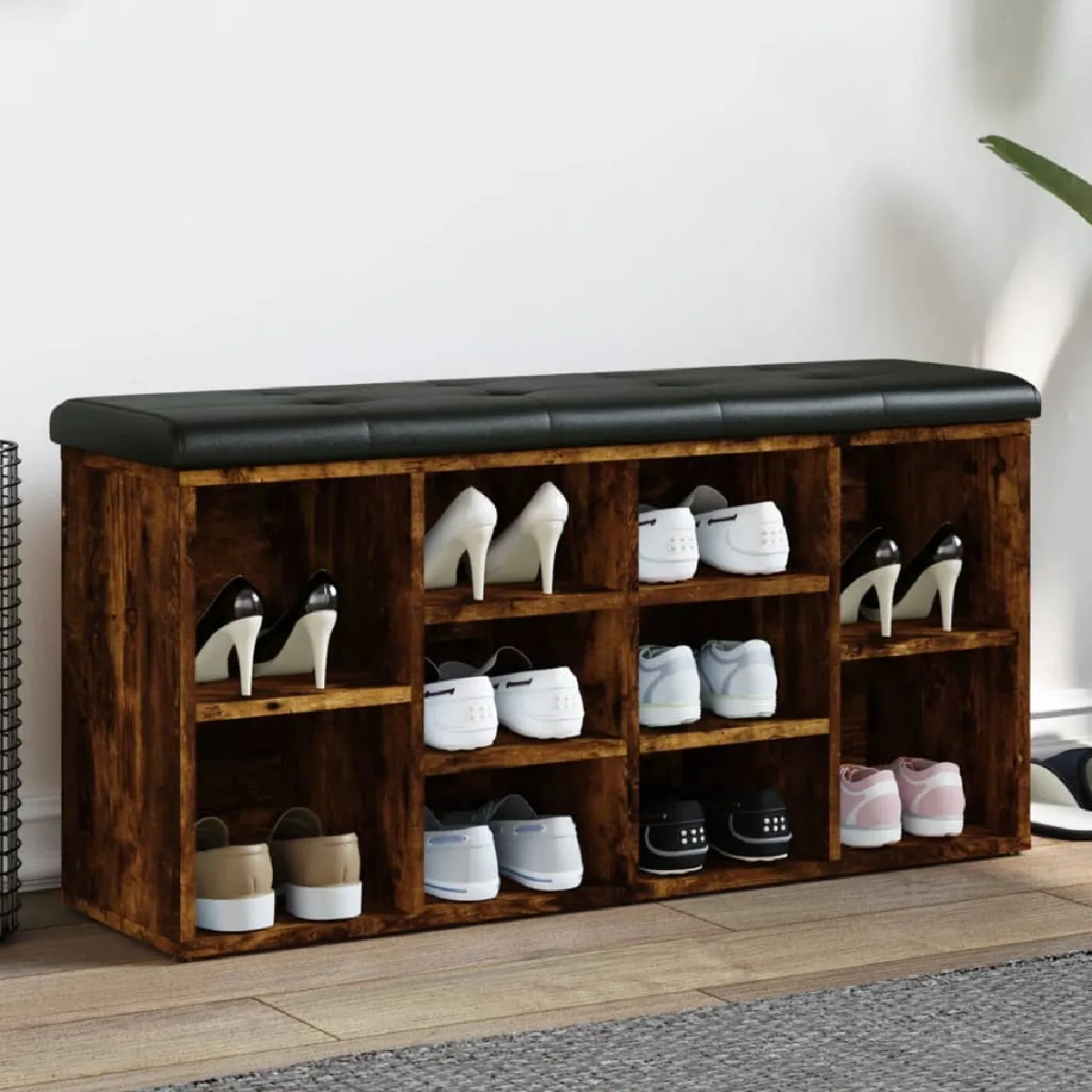 vidaXL Banc à chaussures Chêne Fumé - vue 3