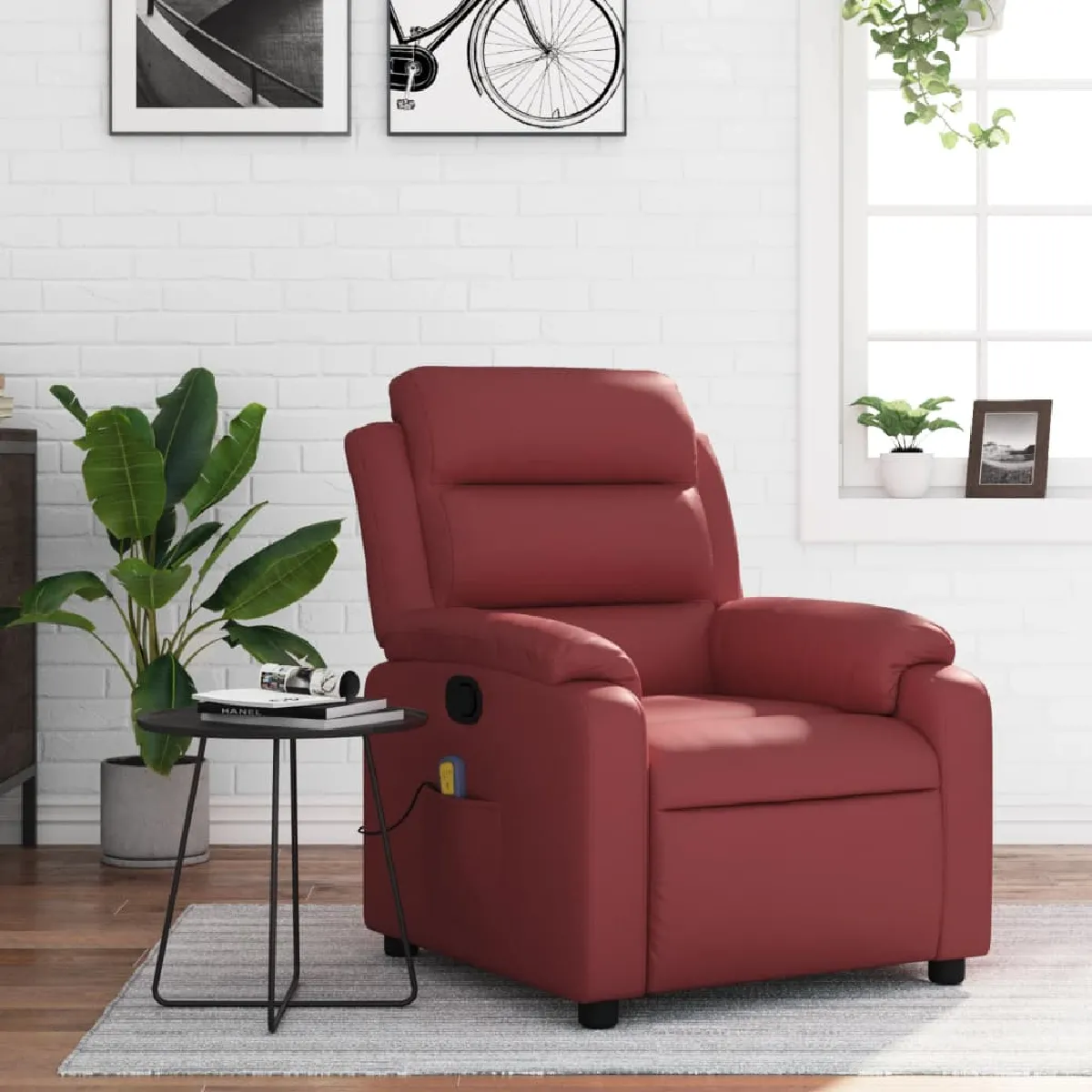 Non Communiqué Rouge Vidaxl Fauteuil De Massage, Relaxation Similicuir Bordeaux - Image 3