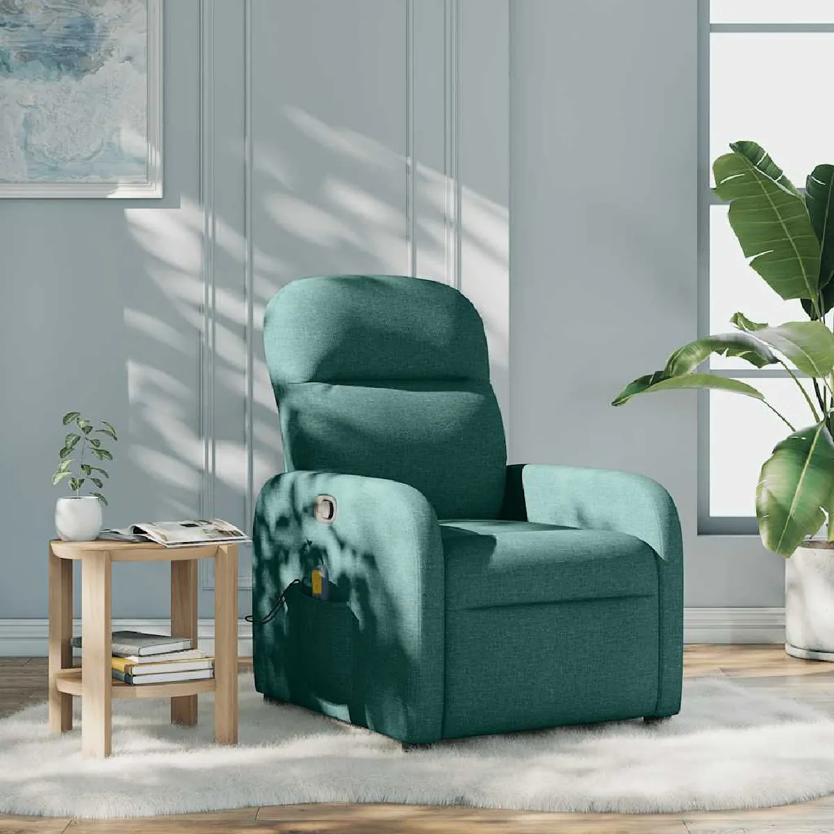 vidaXL Fauteuil de massage inclinable - Vert foncé