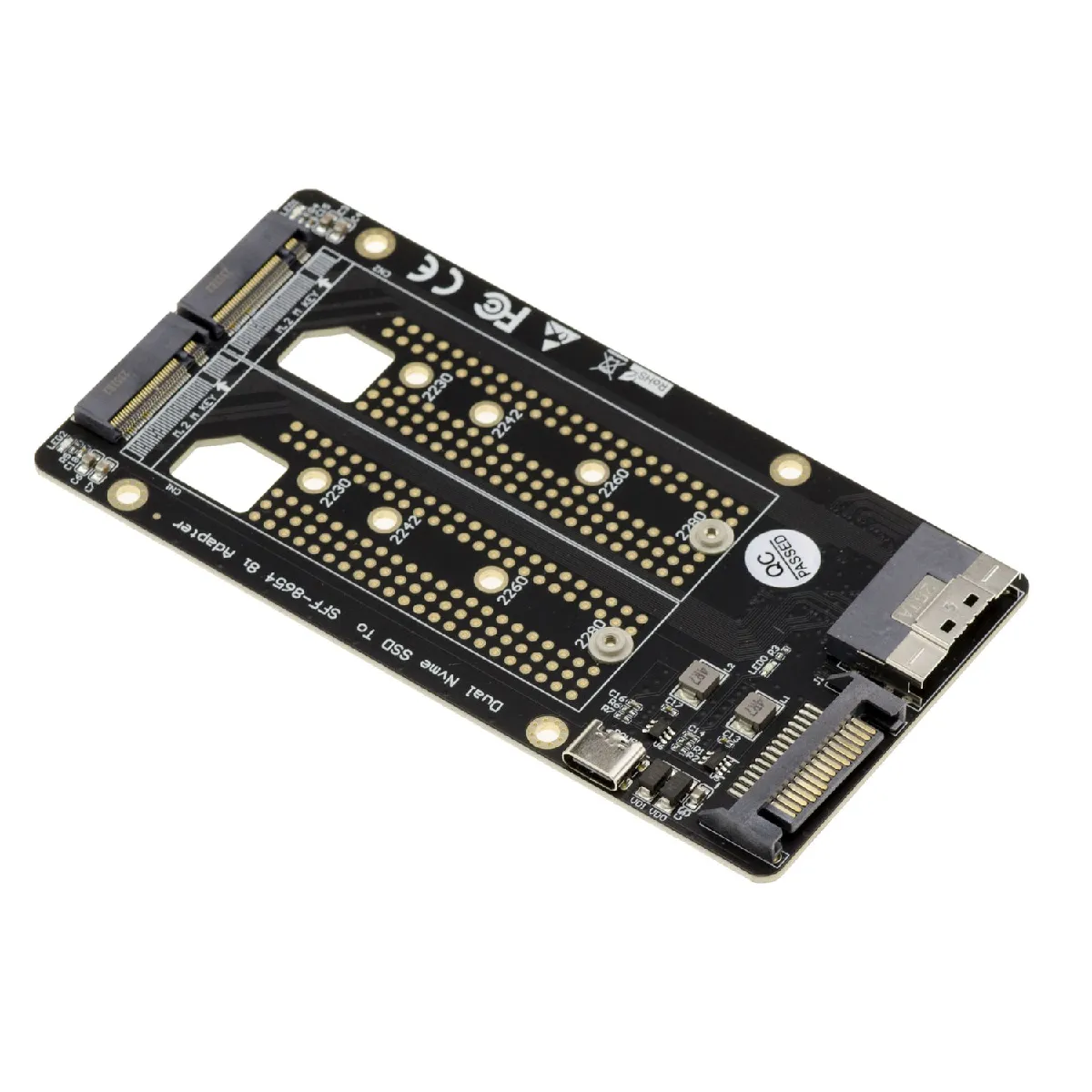 Adaptateur pour 2 SSD M2 PCIe NVMe Key vers SFF8654