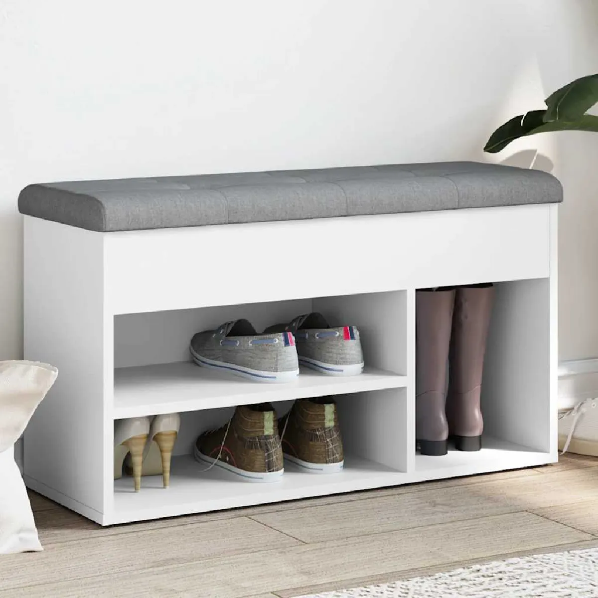 Vidaxl Blanc Banc À Chaussures 82X32x45,5 Cm Bois D Ingénierie - Image 3