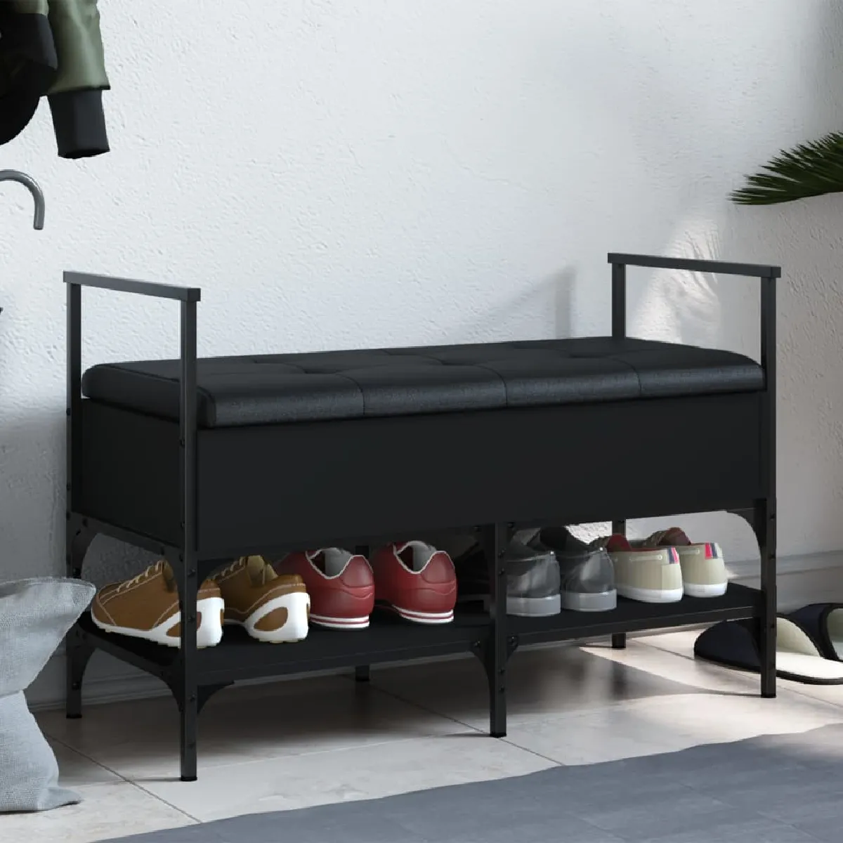 Vidaxl Noir Banc À Chaussures
