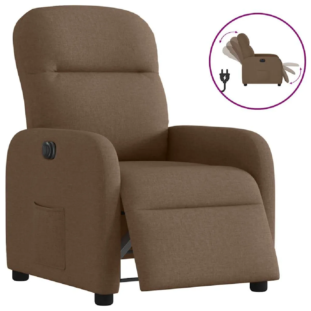 VidaXL Fauteuil inclinable électrique - Tissu Marron