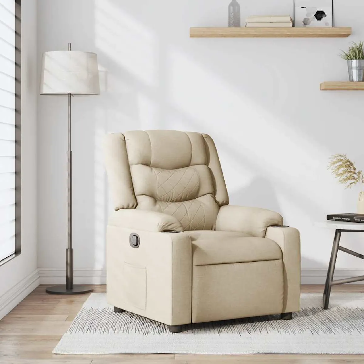 vidaXL Fauteuil inclinable Crème tissu - vue 6